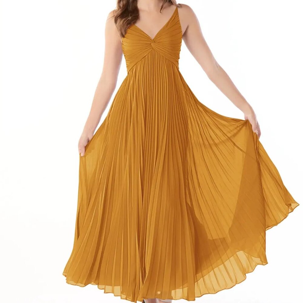 Mustard Yellow Pleated Dress